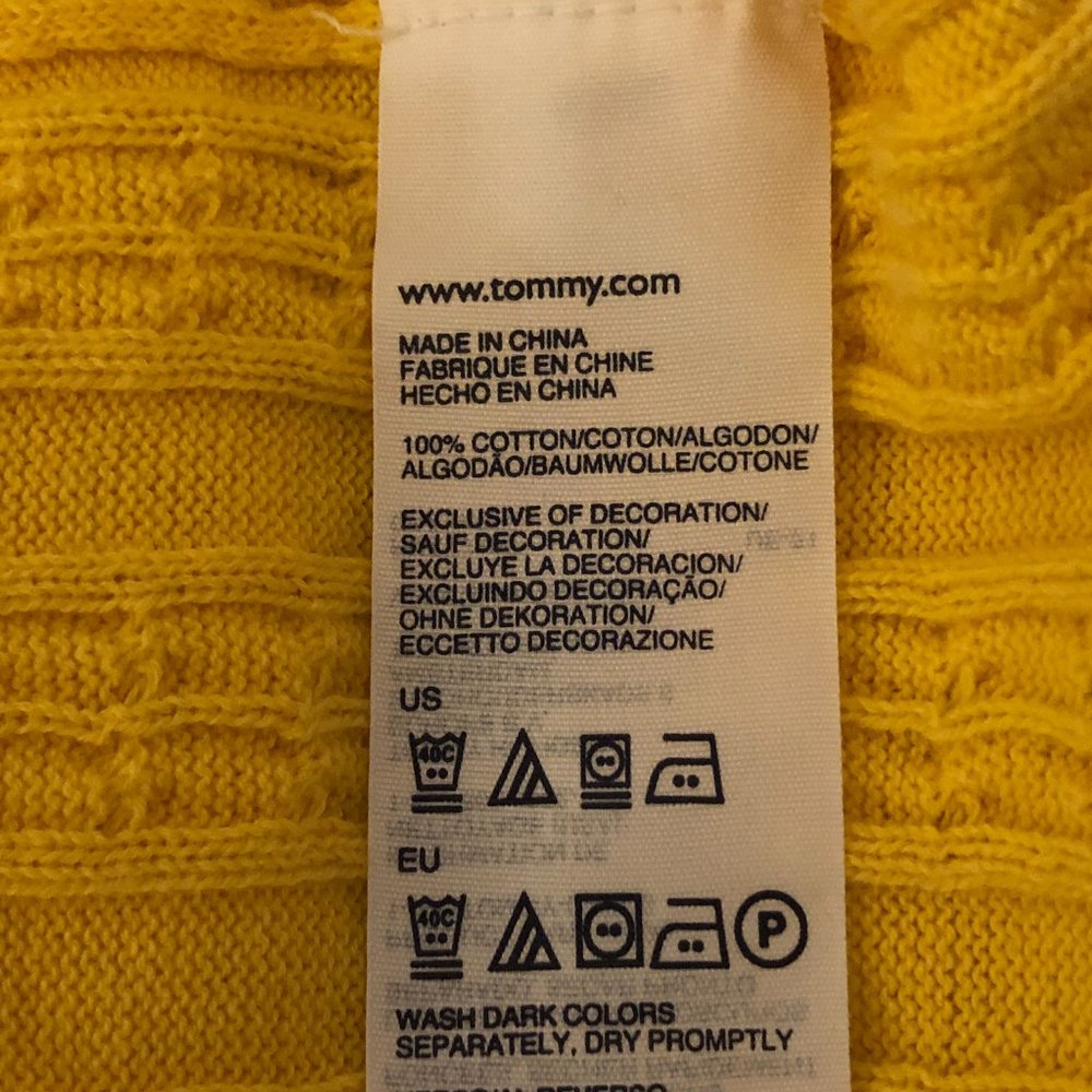 Tommy Hilfiger Sz 3X Women's Sweater Long Sleeve V-Neck Yellow Cable Cotton - Picture 8 of 8